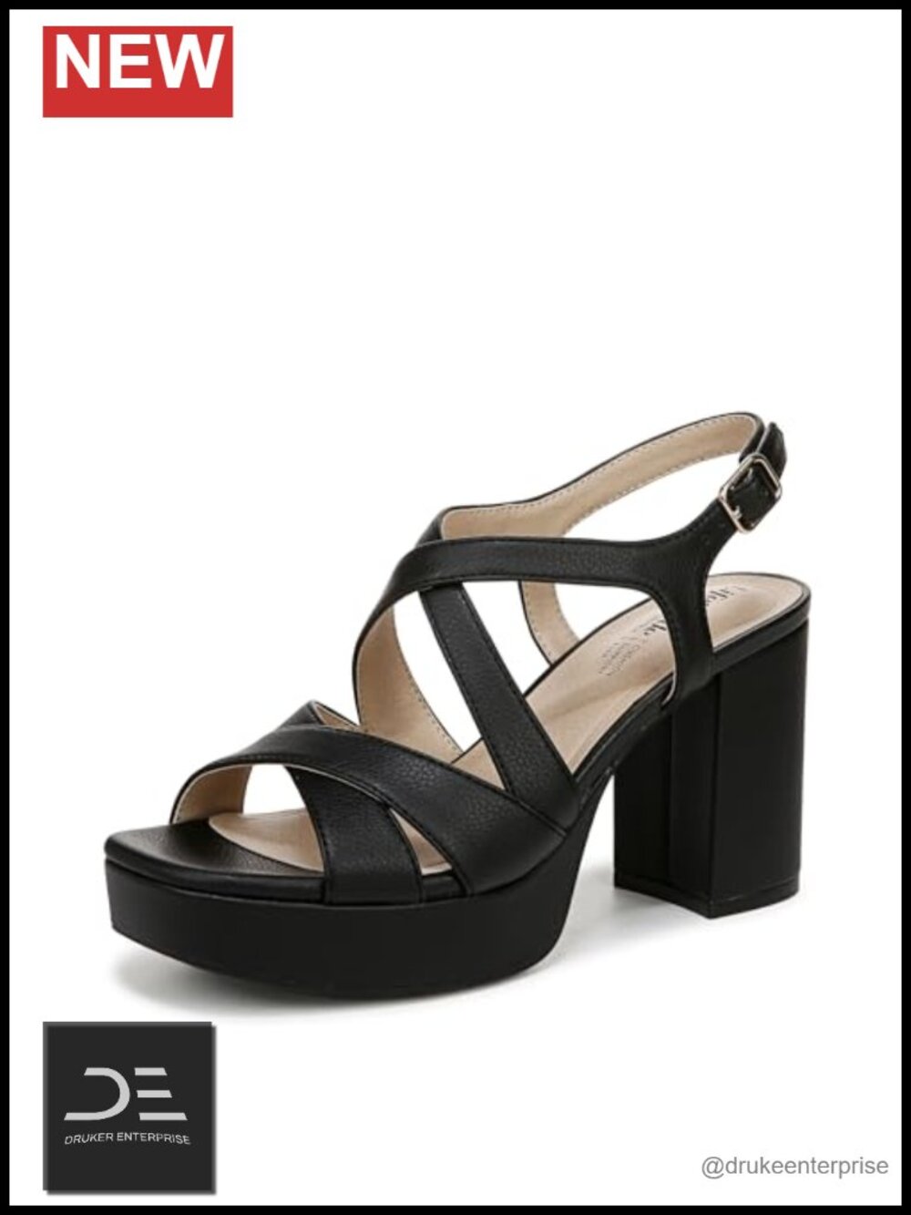 Women's Platform Heeled Sandals Block Heel Ankle Strap PU Sandals Comfort